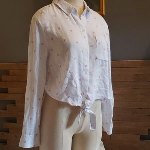 Rails Val Heart Print Tie Blouse sz. M